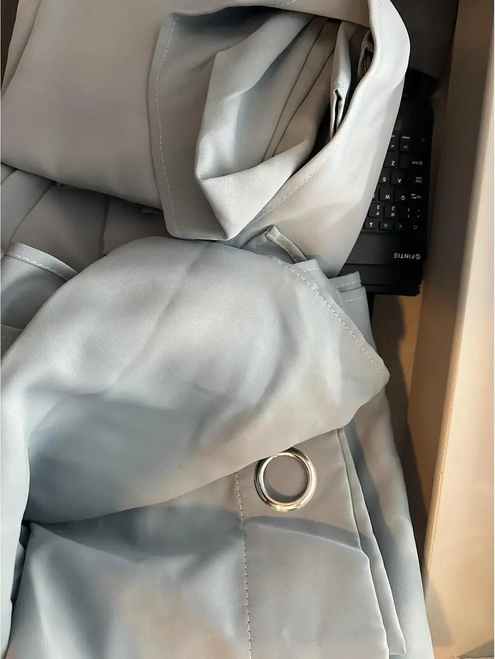 Light Gray Blackout Curtain Panel with Silver Grommets